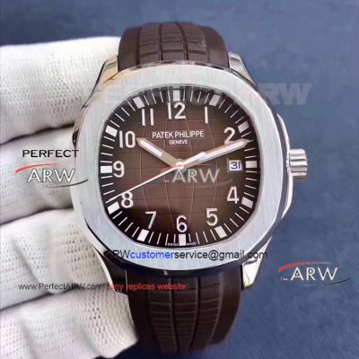 Perfect Replica Patek Philippe Aquanaut Dark Brown Dial Brown Rubber Strap Watch 40mm 